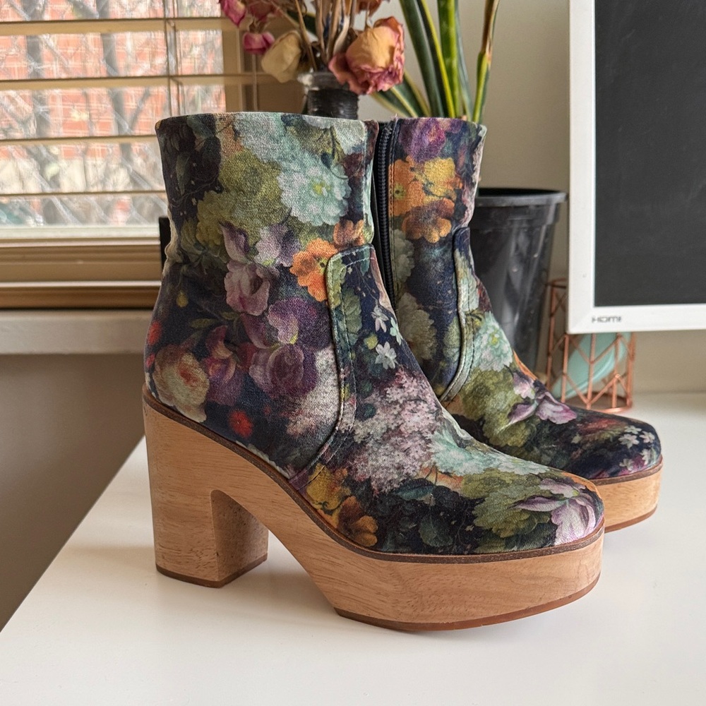 Charlotte Stone Floral Heeled Boots